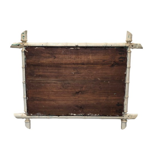 Image 1 of Large vintage white faux bamboo mirror