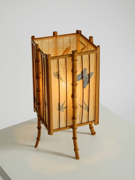 Beautiful French Mid-Century Modern Table Lamp Made Of Bamboo And Parchment Paper (photo 7 of 20)
