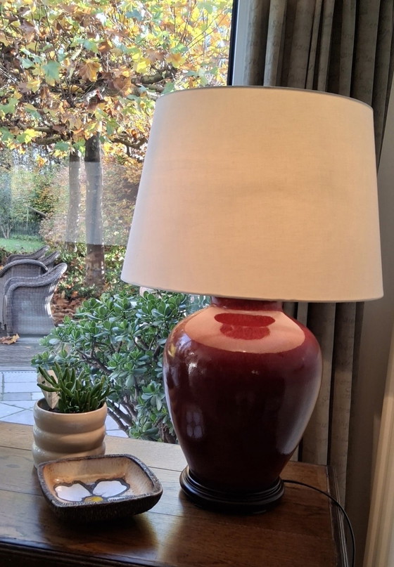 Image 1 of Lámpara de mesa de cerámica estilo jarrón de jengibre asiático