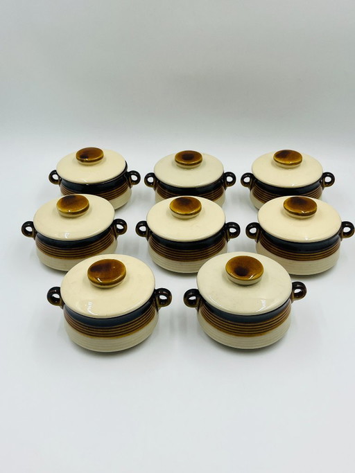 Juego de 8 ramequines con tapa de gres japonés
