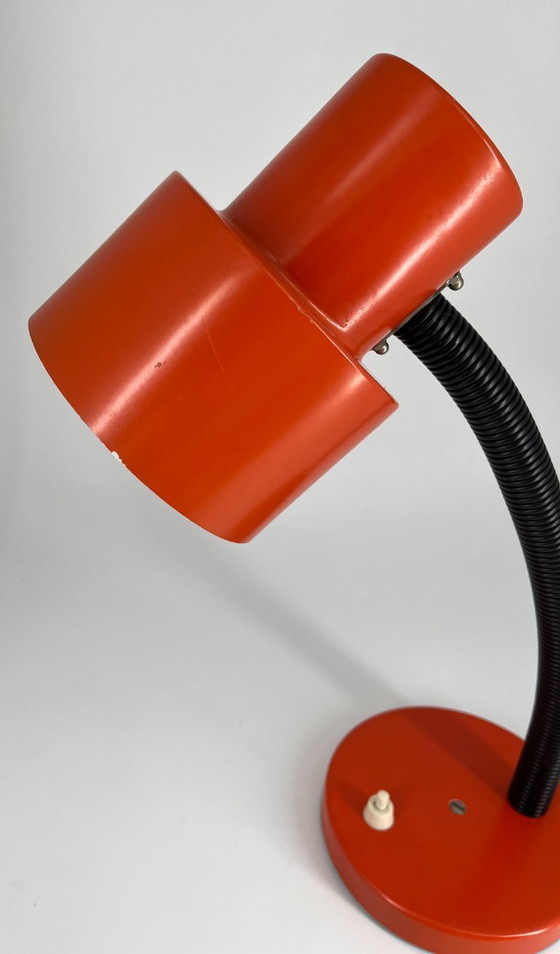 Image 1 of Lampe de bureau vintage orange avec col de cygne flexible, années 1970