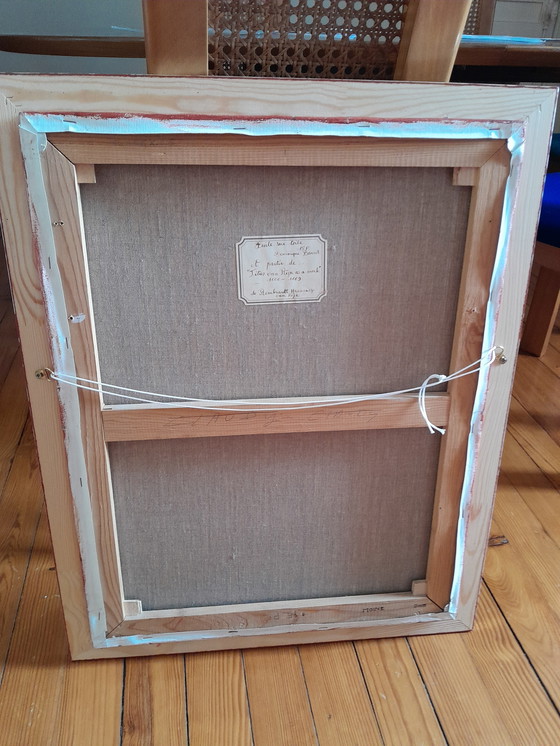 Image 1 of Retrato al óleo de un monje con un vestido rústico sobre un fondo marrón