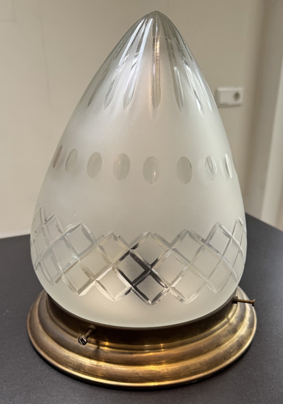 Image 1 of Lámpara de techo Art Déco – Modelo "Huevo" con cristal tallado