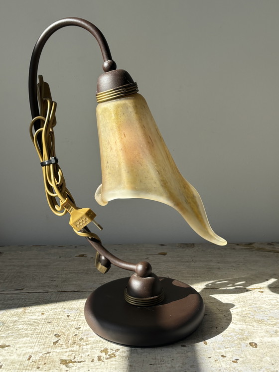 Lampada da tavolo vintage italiana Art Nouveau con vetro a forma di fiore – Vintage Italy, Lampade da tavolo (photo 10 of 10)
