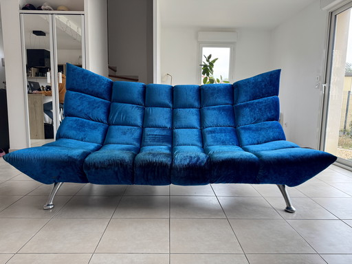 Divano Bretz 3 posti - velluto blu royal - modello Cloud 7