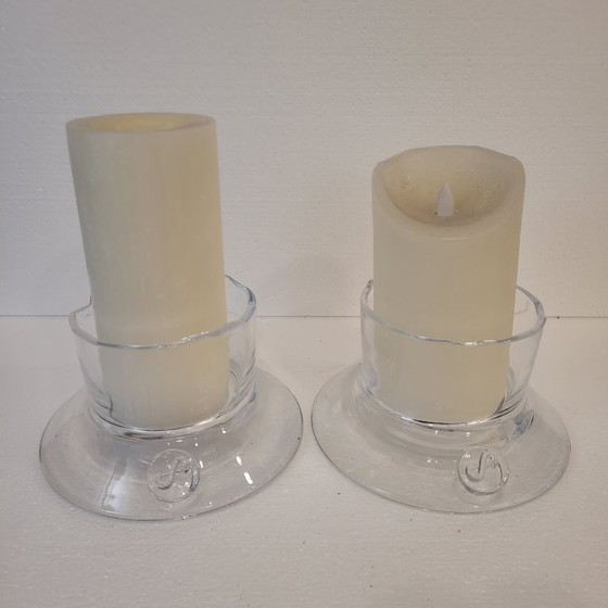 Image 1 of Coppia di candelieri in cristallo, Sempre, anni 2000 - Belgio
