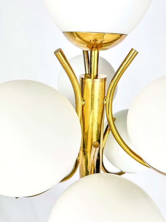 Lampadaire Sputnik vintage Richard Essig, Verre, Métal, Doré (photo 3 sur 16)