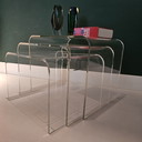 Set van 3 Vintage Plexiglas Bijzettafels - Doorzichtig Gebogen Acrylglas Tafeltjes, Transparant Perspex, Mid-century, Space Age