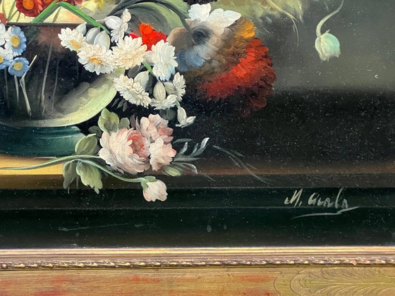 Michele Cicala ( ). Still life signed with flowers in the classic Flemish technique. – Paintings & Drawings (photo 6 of 8)
