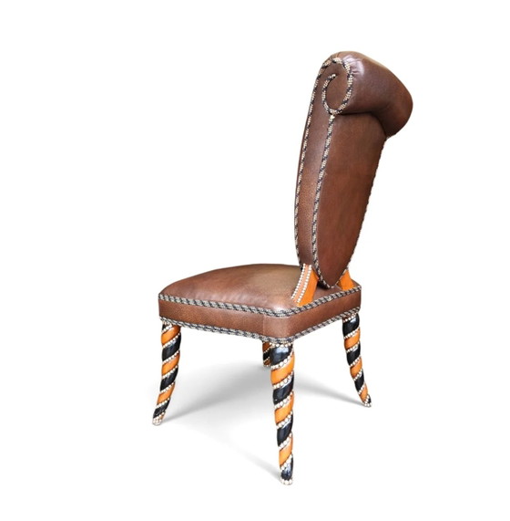 4 x Sedia in pelle mai vista prima / Anni '80 – Poltrone relax, Leather (photo 6 of 15)
