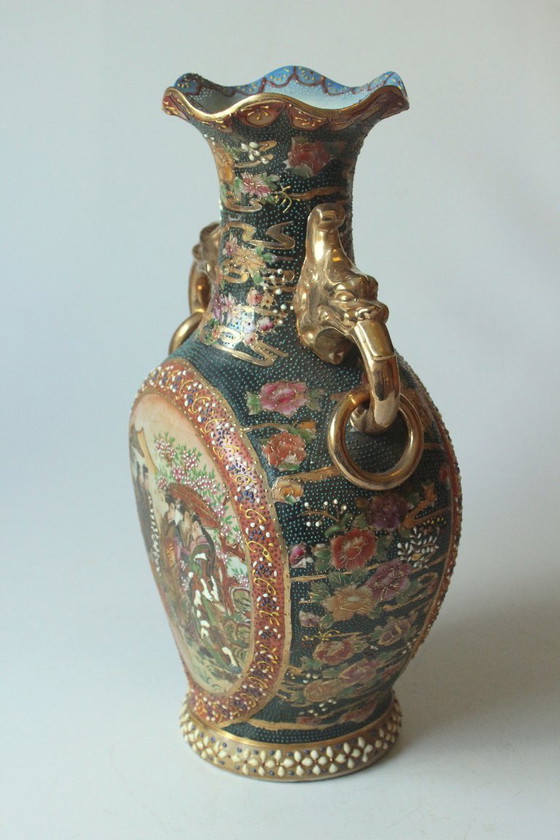 Image 1 of Magnificent Chinese vase, amphora-shaped, ceramic, vintage, mid-century, ceramic vase made in China