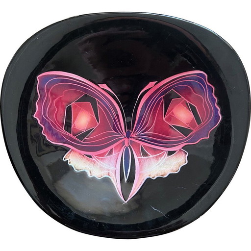 Plat à papillon en céramique vintage, 1970
