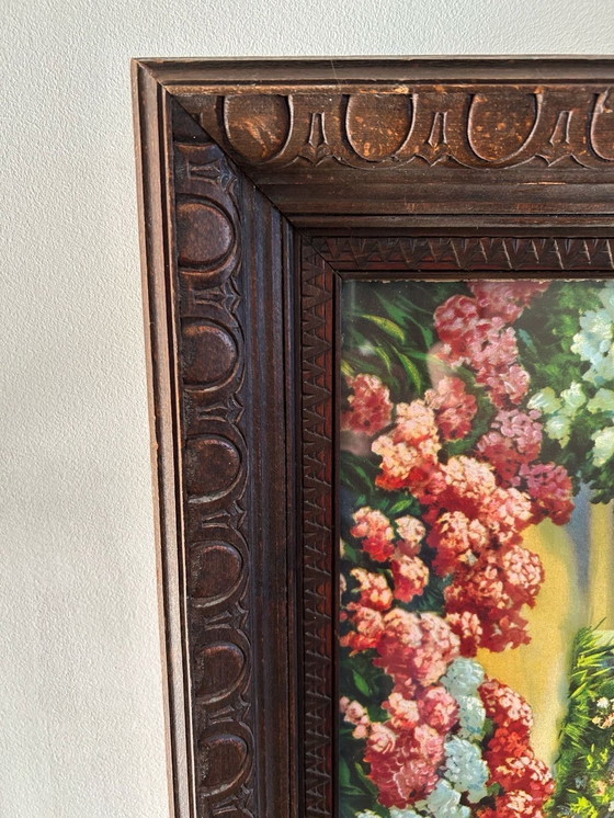 Image 1 of Bellissima stampa antica di Santa Teresa in una splendida cornice di legno