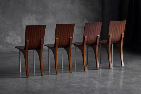 Image 1 of Chaises de salle à manger postmodernes en noyer, Italie, années 1980