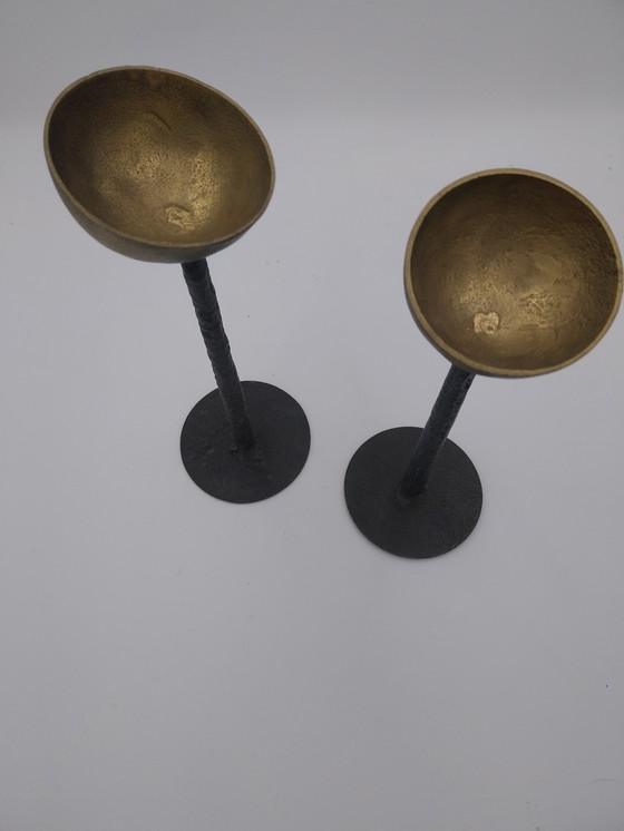 Image 1 of 1 x set of brutalist style candle holders