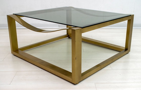 Image 1 of Luciano Frigerio Mid Century Modernes italienisches Design Couchtisch aus Messing, 1970er Jahre
