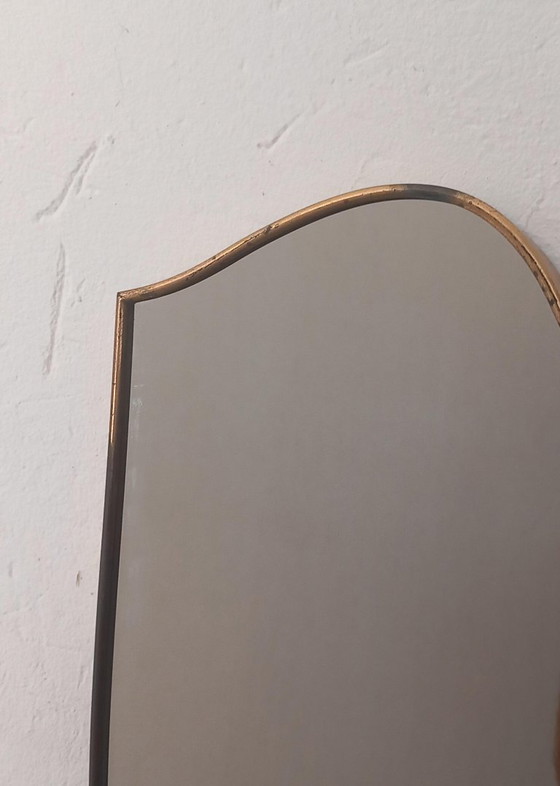 Image 1 of Shield-Shaped Mirror with Brass Frame, 50s