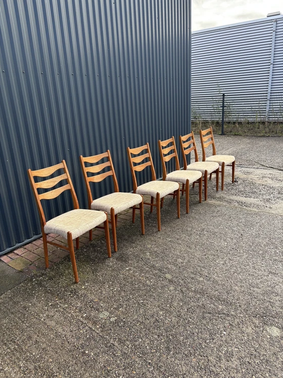 Image 1 of 6 Piece Vintage Dining Chairs Teak Danish