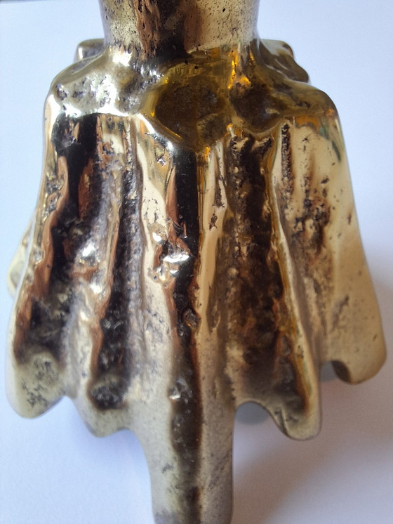 Image 1 of Vintage Horst Dalbeck messing kandelaar – brutalistisch ontwerp