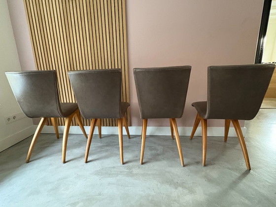 Set Van 4 G. Van Os Culemborg Dining Chairs – Eetkamerstoelen, Wood, Leather (photo 7 of 15)
