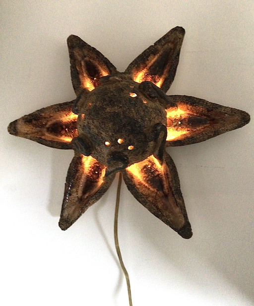 Vintage Brutalist Wall Lamp, Sun, Flower, Star
