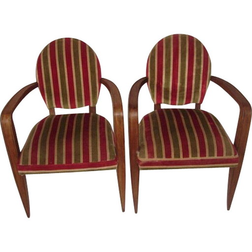 Coppia di poltrone vintage Art Déco di Jean Pascaud, 1935