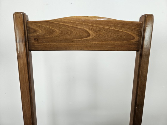 Image 1 of Beuken eetkamerstoelen met geometrische zitting uit 1950