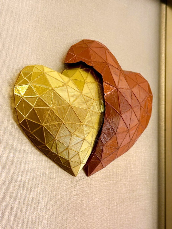 Image 1 of Geometric Heart Wall Art | 3D Printed PLA Sculpture