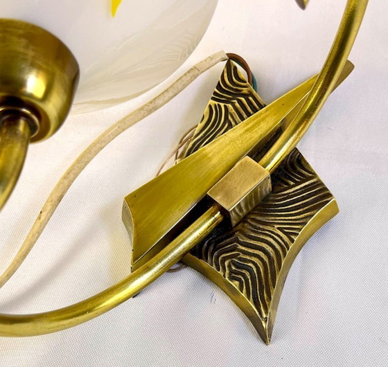 Image 1 of Lampada da parete organica in ottone di metà XX secolo, Francia