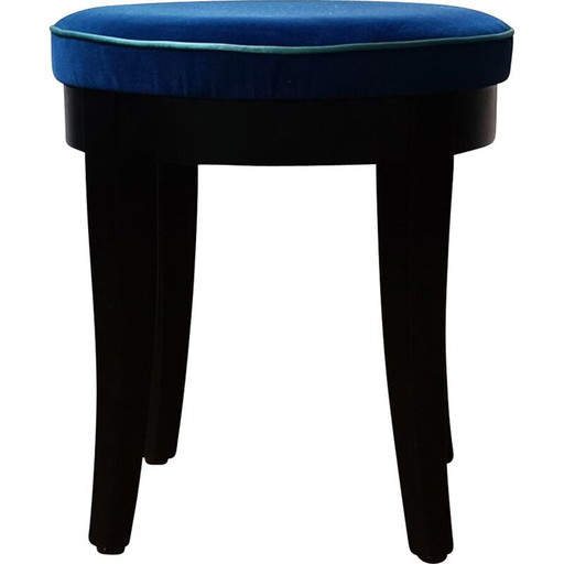Tabouret vintage en velours bleu