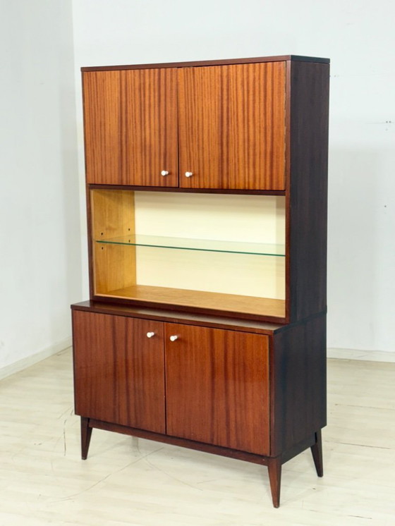 Image 1 of Vitrine de style années 50, buffet haut, meuble de salon, armoire vintage