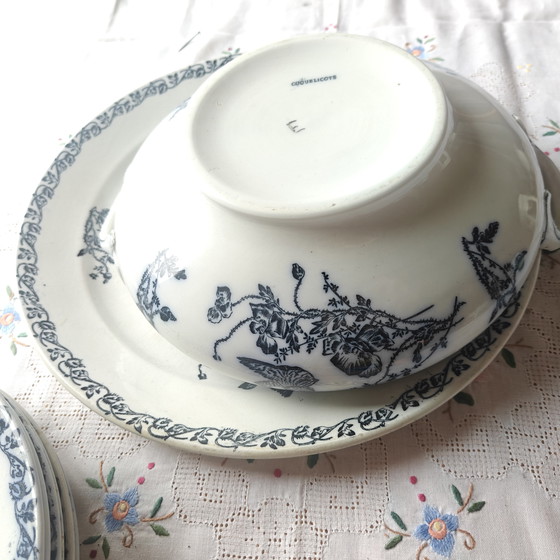 Image 1 of 🪻 Vajilla antigua Sarreguemines "Coquelicots" de 9 piezas — Herencia francesa