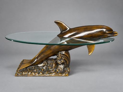 Mesa de centro Delfín con tapa de cristal