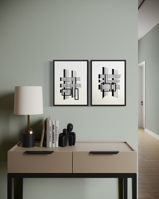 Eugene Eechaut (1928-2019) - composición en tinta (1984)