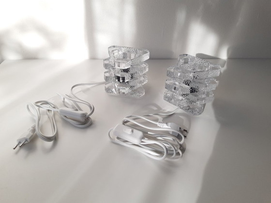 Image 1 of 1 van 2 glazen Peill en Putzler tafellampjes, mcm glazen design tafellampje; 2 stuks beschikbaar