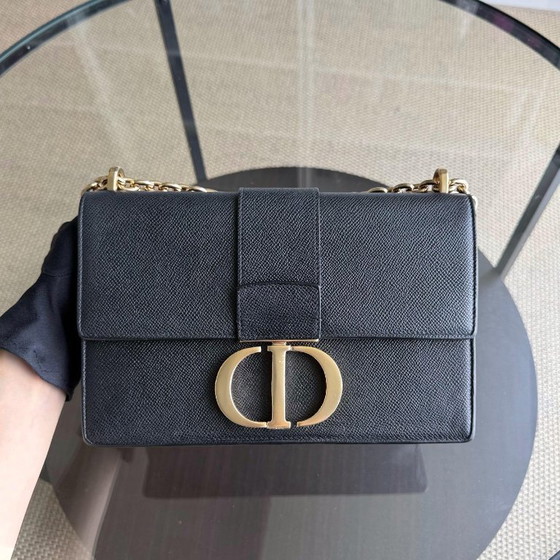 Image 1 of DIOR MONTAIGNE 30 KETTING - GENERFD KALFSLEER ZWART MET GOUDEN BESLAG