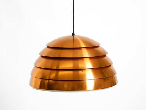 Image 1 of Lampe à suspension originale à lattes de cuivre des années 1960 par Hans-Agne Jakobsson pour Markaryd. Fabriqué en Suède