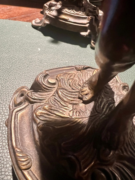 Zeldzaamheid! Art Nouveau Brons van Farbel Jüngling gesigneerd en met gieterijstempel – Beeldhouwkunst, Bronze (photo 8 of 9)