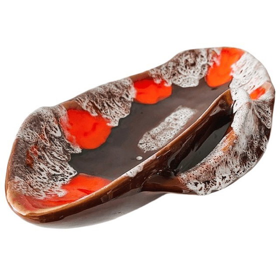 Image 1 of Fruttiera vintage in ceramica Vallauris di metà secolo, arancione-marrone, anni '60
