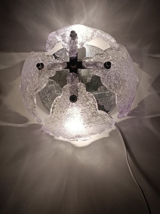 Image 1 of Murano glazen wandlamp van ijsglas van Mazzega, jaren 70.