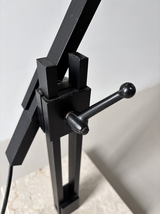 Image 1 of Lámpara de mesa industrial francesa estilo Jean Prouvé con base de mármol, años 70