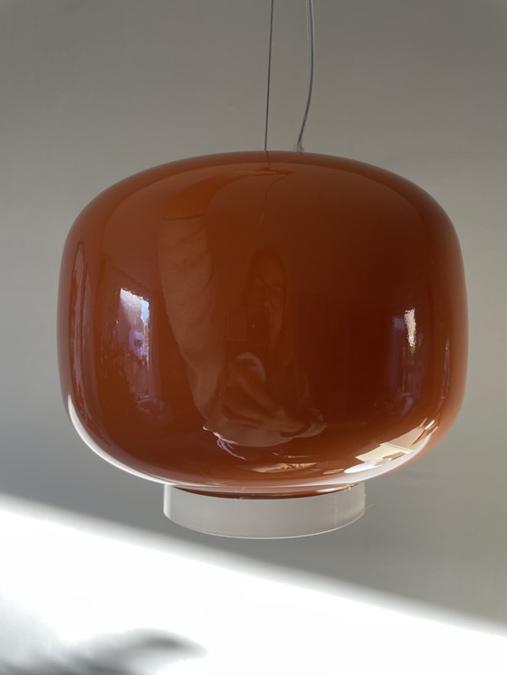 Image 1 of Set van 2 glazen hanglampen