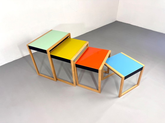 Bauhaus Nesting Tafels Josef Albers – Bijzettafels, Glass, Wood (photo 9 of 9)