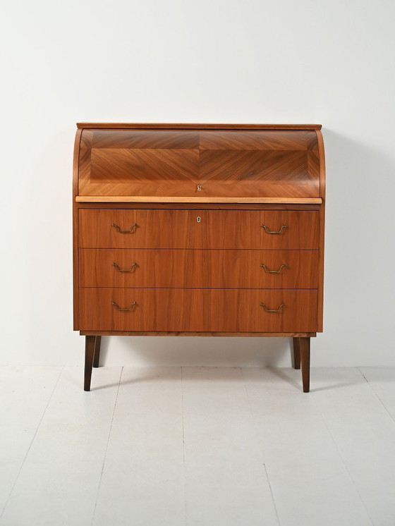 Image 1 of Secretaire scandinavo in teak con tamburo scorrevole