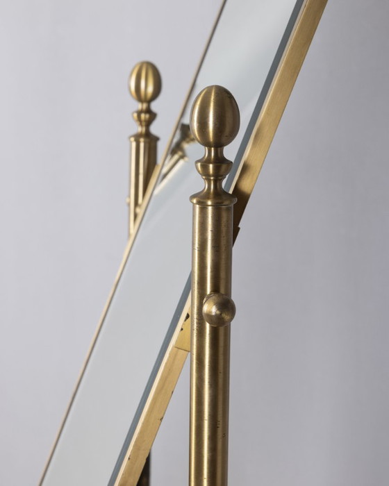 Image 1 of Specchio psiche da terra vintage anni 50 in ottone dorato design Italiano