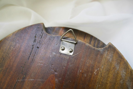 Image 1 of Arte floreale dipinta a mano su legno, decorazione da parete rotonda vintage, regalo per gli amanti dell'arte