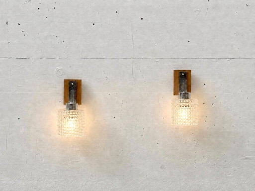 Apliques de pared de mediados de siglo, fabricados en vidrio texturizado, década de 1970. – wandlampen, Glass (photo 2 of 13)