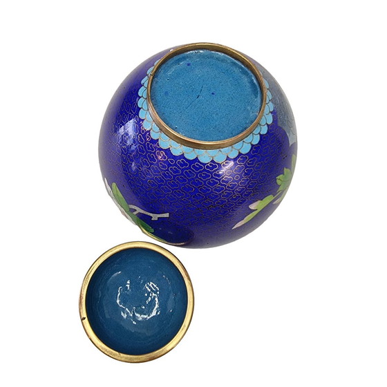 Image 1 of Vintage blauwe Cloisonné gemberpot