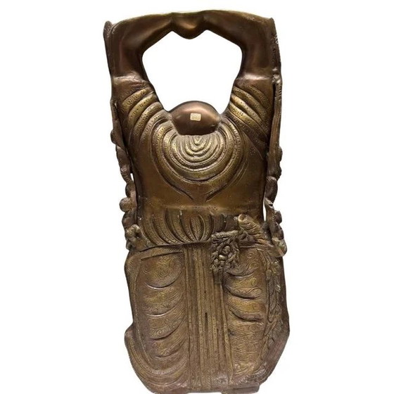 Large Bronze Budai (Laughing Buddha) – Children Figures & Rich Patina – 46 cm – 8.8 kg – Sculpture (photo 5 of 10)