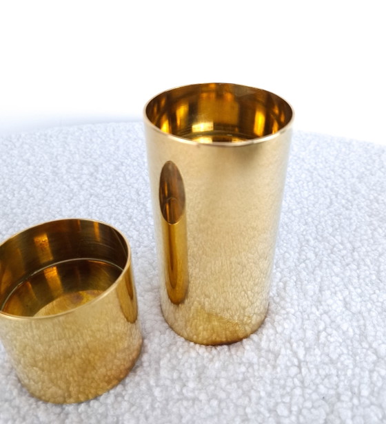 2x Vintage Kandelaren Messing Mid Century Modern Design – Kandelaars en kaarsen, Brass, Metal (photo 6 of 7)
